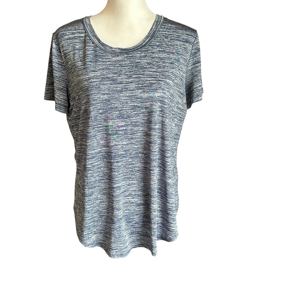 Athleta T-Shirt Women's‎ Medium Blue Heather Utopia Mesh Back Split Side Tee